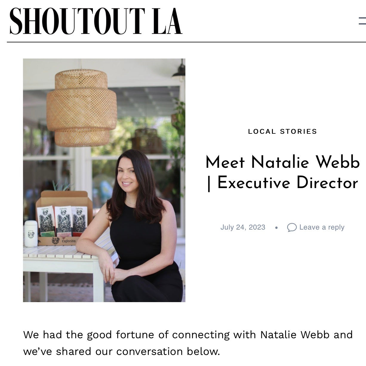 Shoutout LA interviewed Cafecita's founder, Natalie, about our social impact